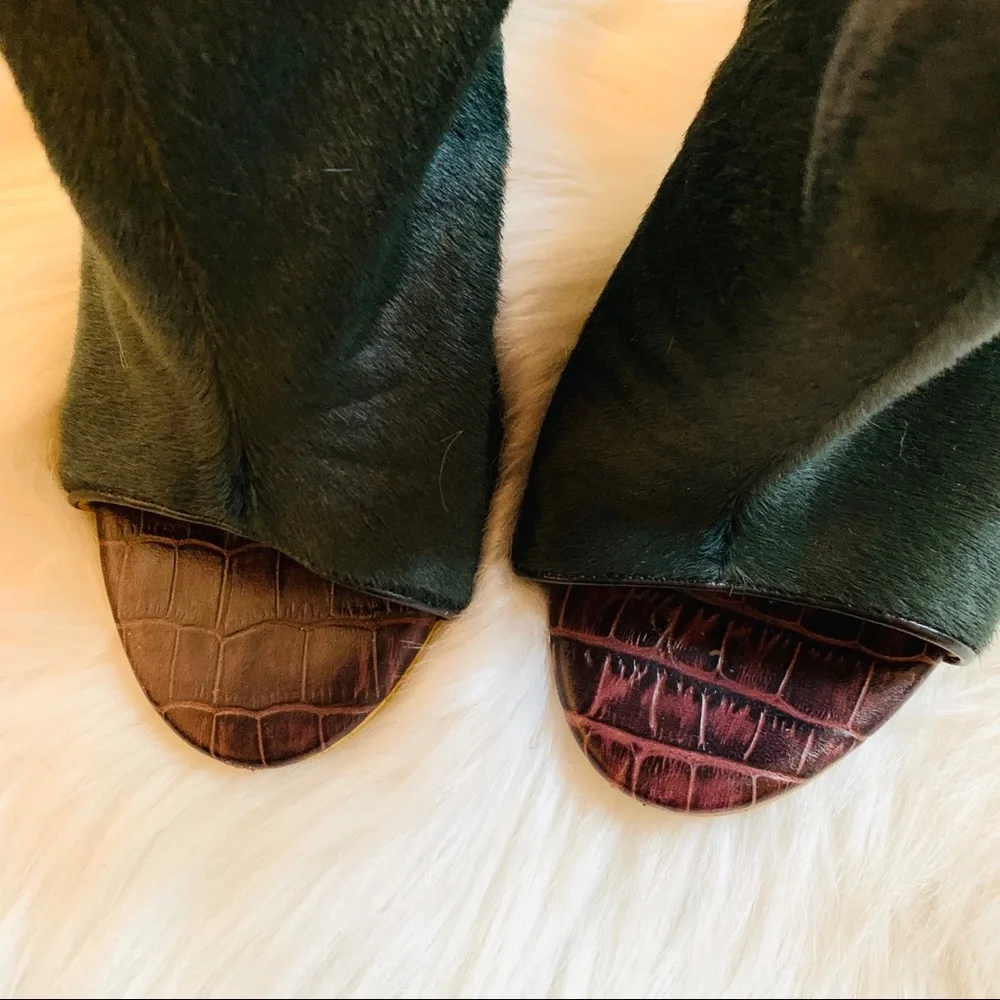 Elegant Green and Brown Ankle Booties